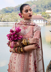 3-PC Unstitched Embroidered Luxury Lawn By Hussain Rehar | Mari